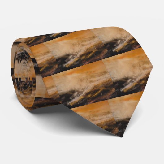 ブラウンイエロー抽象デザイン ネクタイ (ロール)