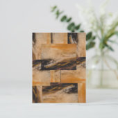 ブラウンイエロー抽象デザイン ポストカード (スタンド正面)