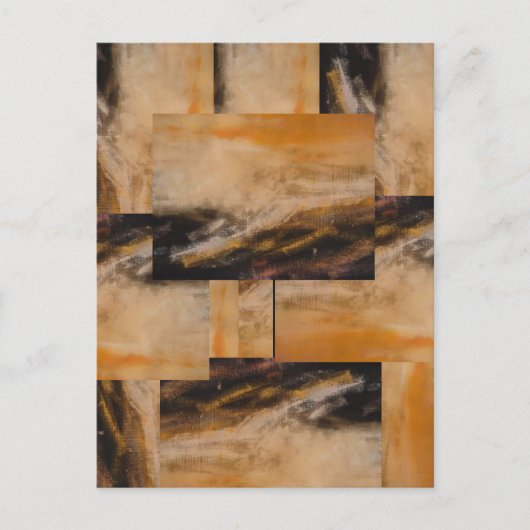 ブラウンイエロー抽象デザイン ポストカード (正面)