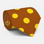 ブラウンイエロー水玉模様デザイン ネクタイ (ロール)