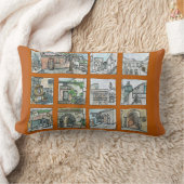 ブラウンイタリアンの村の景色 ランバークッション (ブランケット)