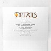 ブラウンイニシャルアンパサンドオレンジバラ秋の結婚式 三つ折り招待状 (内部最初)