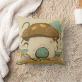 ブラウンイラストレーションフォレストスクエアピロー クッション (ブランケット)