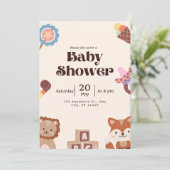 ブラウンイラストレーション赤ちゃんシャワー招待状 招待状 (スタンド正面)