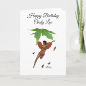 ブラウンウィングスガールズカード付き可愛い妖精誕生日 カード (正面)