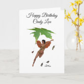 ブラウンウィングスガールズカード付き可愛い妖精誕生日 カード (黄色い花)