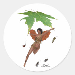 ブラウンウィングステッカーのかわいい妖精 ラウンドシール