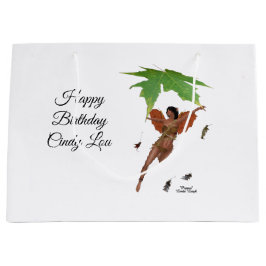 ブラウンウィングス付き可愛い妖精抱き枕 ラージペーパーバッグ