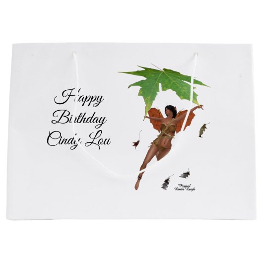 ブラウンウィングス付き可愛い妖精抱き枕 ラージペーパーバッグ (正面)