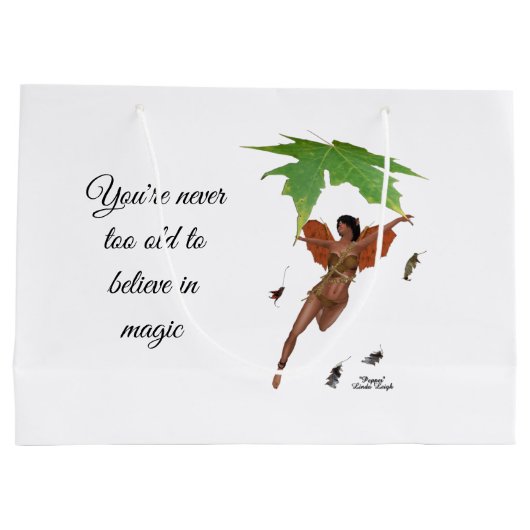 ブラウンウィングス付き可愛い妖精抱き枕 ラージペーパーバッグ (裏面)