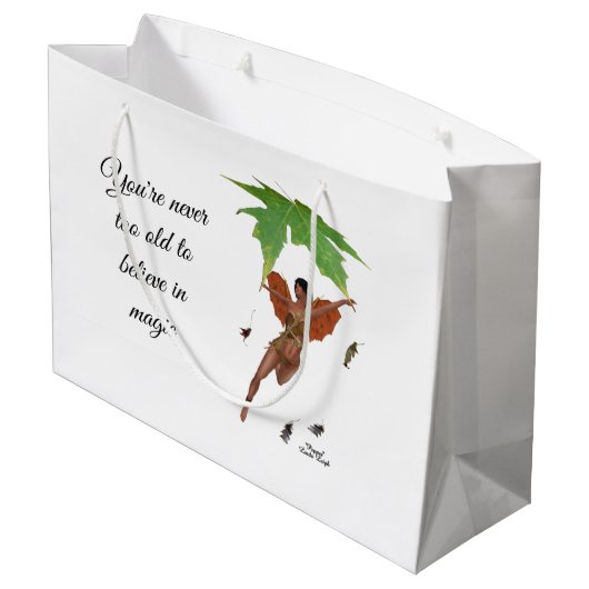 ブラウンウィングス付き可愛い妖精抱き枕 ラージペーパーバッグ