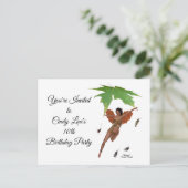 ブラウンウィングス付き可愛い妖精招待状はがき ポストカード (スタンド正面)