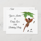 ブラウンウィングス付き可愛い妖精招待状はがき ポストカード (正面/裏面)