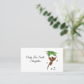 ブラウンウィングズビジネスカードを持つ可愛い妖精 名刺 (スタンド正面)