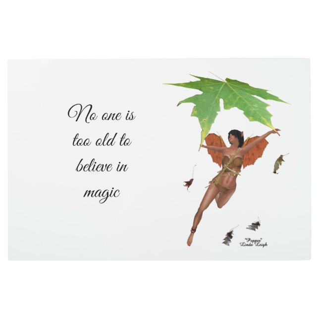 ブラウンウィングメタルウォールアートのかわいい妖精 メタルプリント (正面)