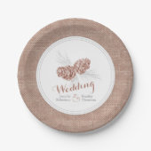 ブラウンウィンターパインコーンアート紙プレート ペーパープレート (正面)