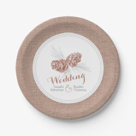 ブラウンウィンターパインコーンアート紙プレート ペーパープレート