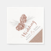 ブラウンウィンターパインコーン結婚アートの紙ナプキン スタンダードカクテルナプキン (正面)