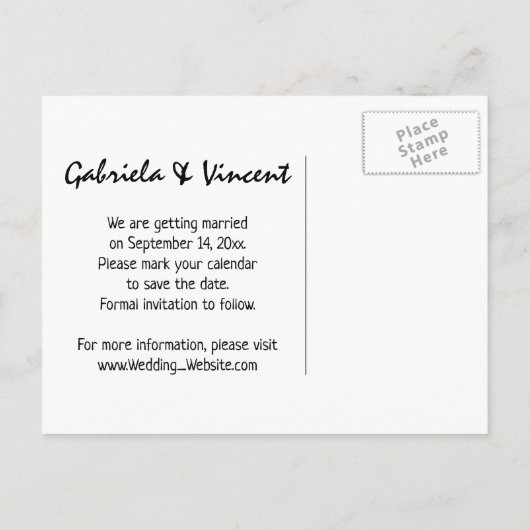 ブラウンウェスタンサドル国結婚式の日付を保存 案内ポストカード (裏面)