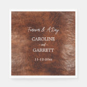 ブラウンウェスタンフェイクレザー スタンダードランチョンナプキン (正面)