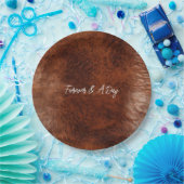 ブラウンウェスタンフェイクレザー ペーパープレート (パーティー)