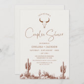 ブラウンウェスタン素朴カップルのシャワーブライダル 招待状 (正面/裏面)