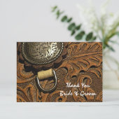 ブラウンウエスタンサドル国結婚式ありがとう サンキューカード (スタンド正面)