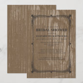 ブラウンウエスタンバーンウッドブライダルシャワー招待状 招待状 (正面/裏面)