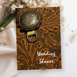 ブラウンウエスタンホースサドルカップルウェディングシャワー 招待状