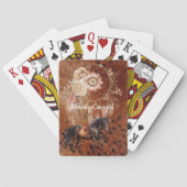 ブラウンウエスタンホース女性のカーボーイフローラドリームキャッチャー トランプ (裏面)