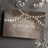 ブラウンウエディングの田舎風ツリー弦ライト ゲストブック
