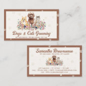 ブラウンウォーターの色の犬の猫の手の印刷ペットシッター 名刺 (正面/裏面)