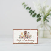 ブラウンウォーターの色の犬の猫の手の印刷ペットシッター 名刺 (スタンド正面)