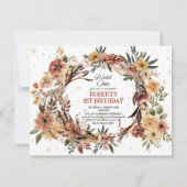 ブラウンウォーターカラーワイルドワンジャングルサファリ誕生日 招待状 (正面)