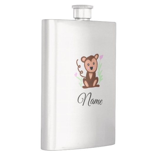 ブラウンウォーター色のサル動物の名前を追加文字 フラスク (右)
