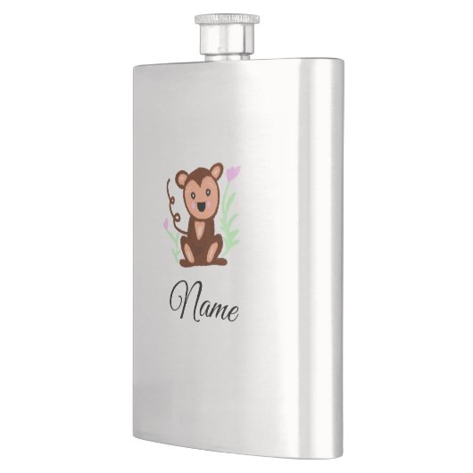 ブラウンウォーター色のサル動物の名前を追加文字 フラスク (左)