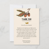 ブラウンウォーター色の格子状秋アコーンベビーシャワー サンキューカード (正面)