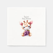 ブラウンウォーター色キリンのミニマリスト赤ちゃんシャワー スタンダードカクテルナプキン (正面)