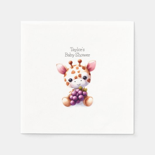 ブラウンウォーター色キリンのミニマリスト赤ちゃんシャワー スタンダードカクテルナプキン (正面)