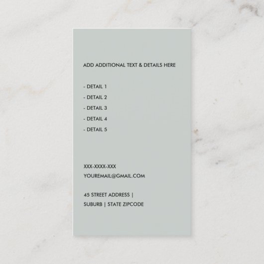 ブラウンウォーター色タクシー採用キャブドライバサービス 名刺 (裏面)