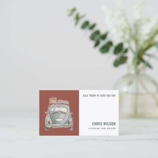 ブラウンウォーター色タクシー採用キャブドライバサービス 名刺 (スタンド正面)