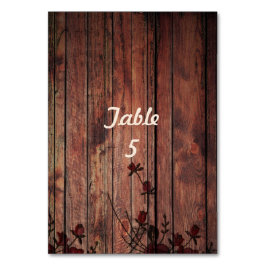 ブラウンウッドと赤フェイクレース結婚ズ テーブルナンバー