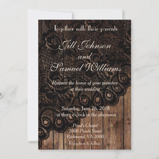 ブラウンウッドアンドレフェイクース結婚式招待状 招待状 (正面)