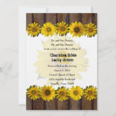 ブラウンウッドイエローヒマワリーのフォトウエディング招待 招待状 (正面)