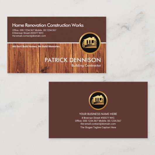 ブラウンウッドグレインレイヤーズ建築ハンディマン 名刺 (正面/裏面)