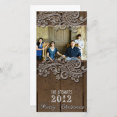 ブラウンウッドシルバーカントリーフォトクリスマスカード シーズンカード (正面/裏面)