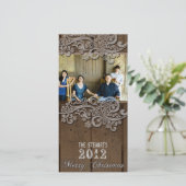 ブラウンウッドシルバーカントリーフォトクリスマスカード シーズンカード (スタンド正面)