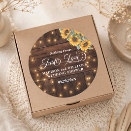 ブラウンウッドストリングライト ウェディングシャワー Just Love ラウンドシール