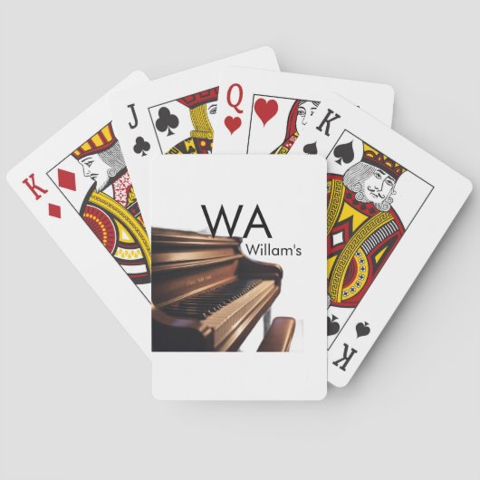 ブラウンウッドピアノテーブル鍵モノグラム名 トランプ (裏面)