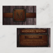 ブラウンウッドブラウンレザールックモノグラム 名刺 (正面/裏面)